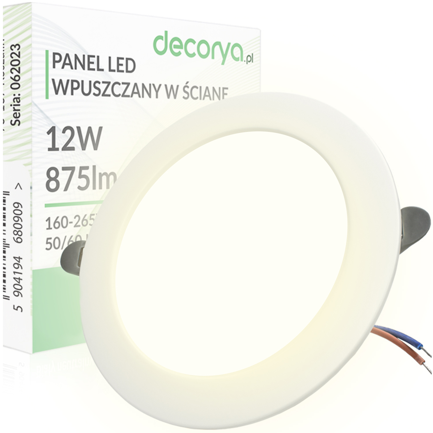 PAWP12WKO_min02 Panel LED podtynkowy wpuszczany PAWPKO 12W 875lm - okrągły 145mm