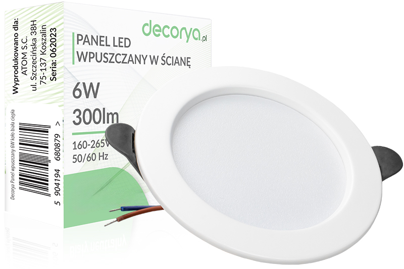Panel LED podtynkowy wpuszczany PAWPKO 6W 4500K 300lm – okrągły 95mm