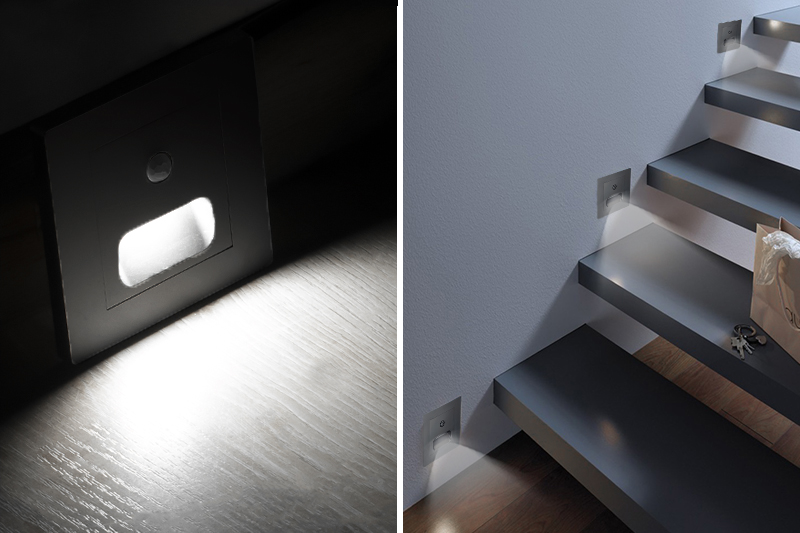 Oprawa schodowa LED Q11 z czujnikiem ruchu - czarna DECQ11_BK