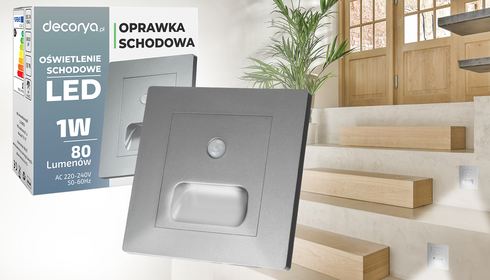 Oprawa schodowa LED Q11 z czujnikiem ruchu - szara DECQ11_GY