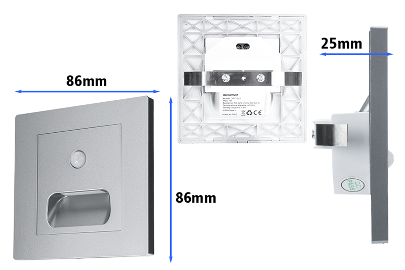 Oprawa schodowa LED Q11 z czujnikiem ruchu - szara DECQ11_GY
