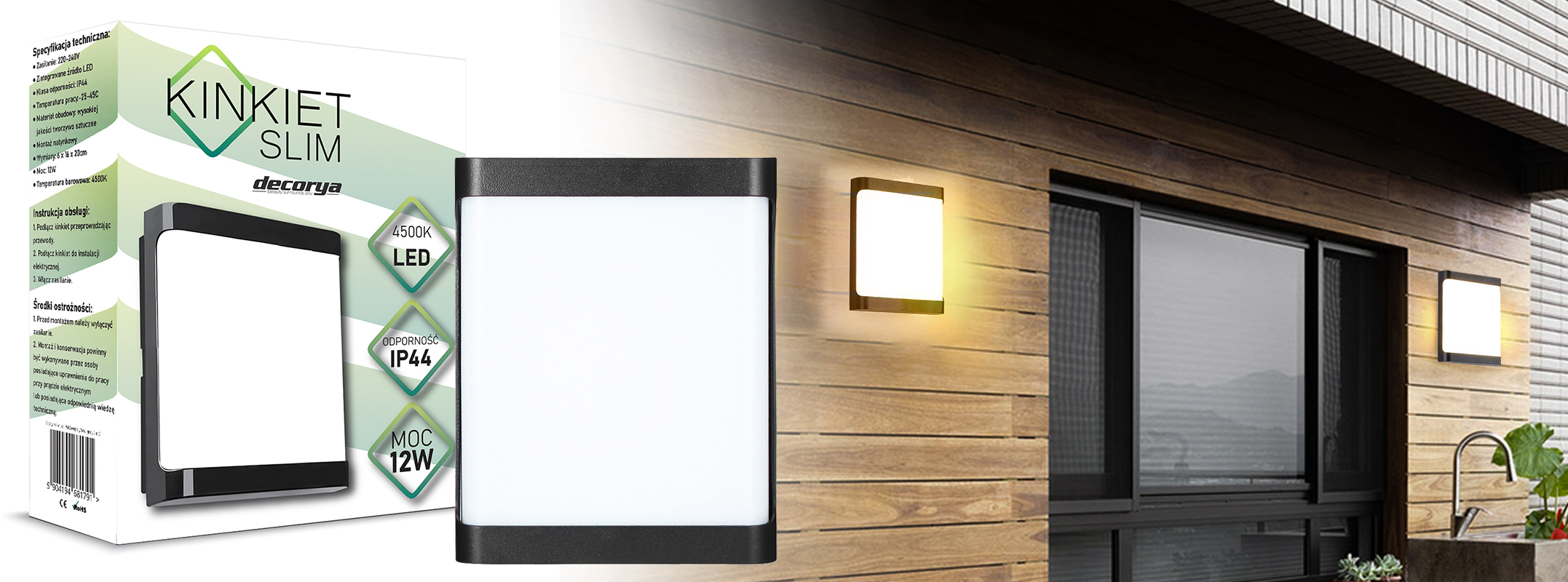 Kinkiet LED Slim SQ 12W DecKinSLIMWL01_SQ