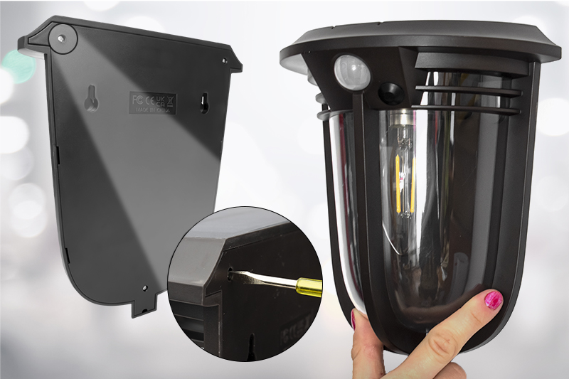 Kinkiet LED Vintage wiszący z panelem solarnym KS02 DecKinSol002