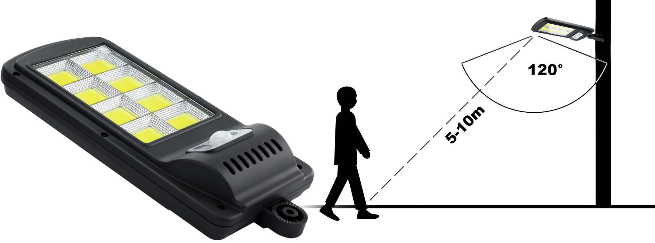 Uliczna lampa solarna LED 32W z czujnikiem ruchu i zmierzchu DecRemUlMinSol01