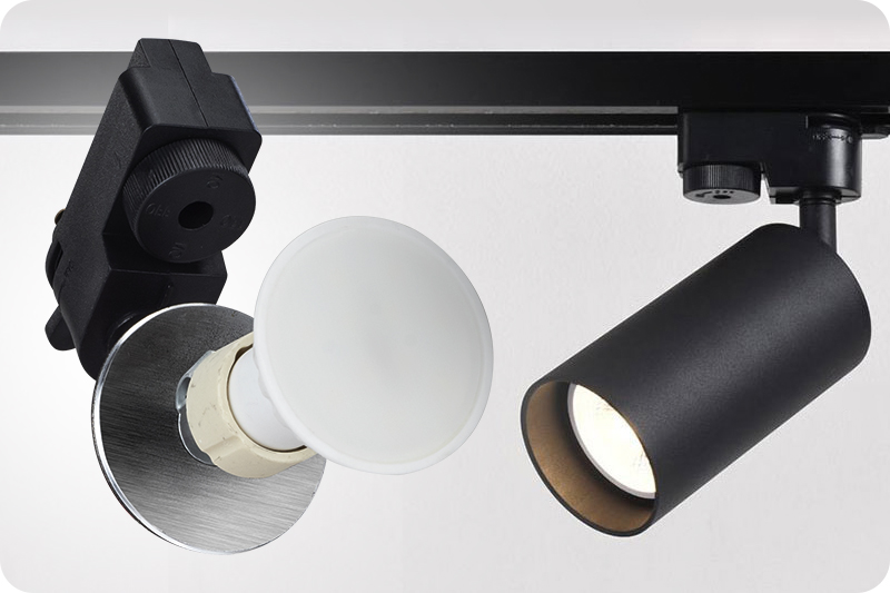 Reflektor szynowy na żarówkę GU10 50W LumSzynoweGU10_BK_