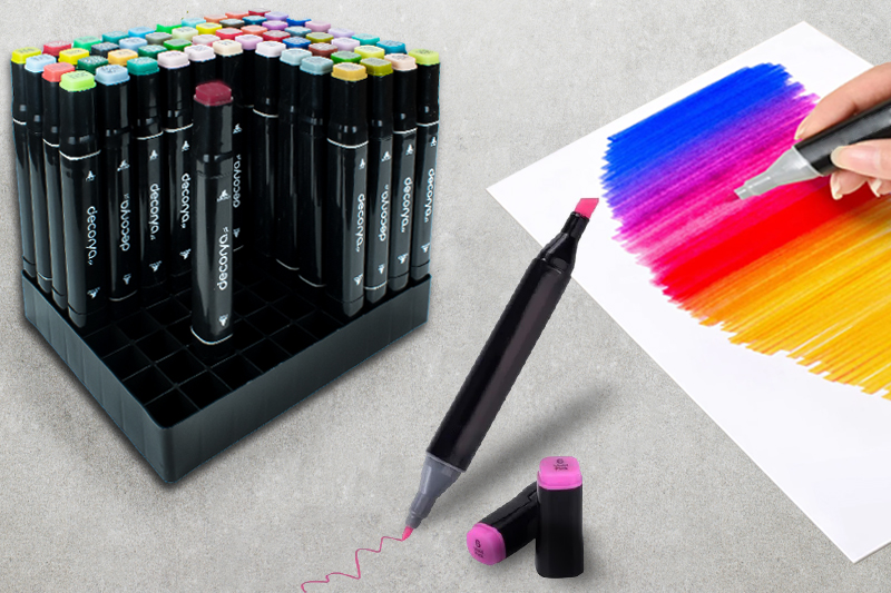 Flamastry dwustronne 48szt. + pokrowiec z organizerem DecFlam048