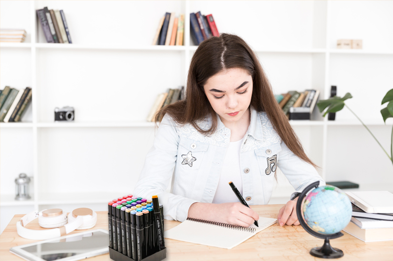 Flamastry dwustronne 48szt. + pokrowiec z organizerem DecFlam048