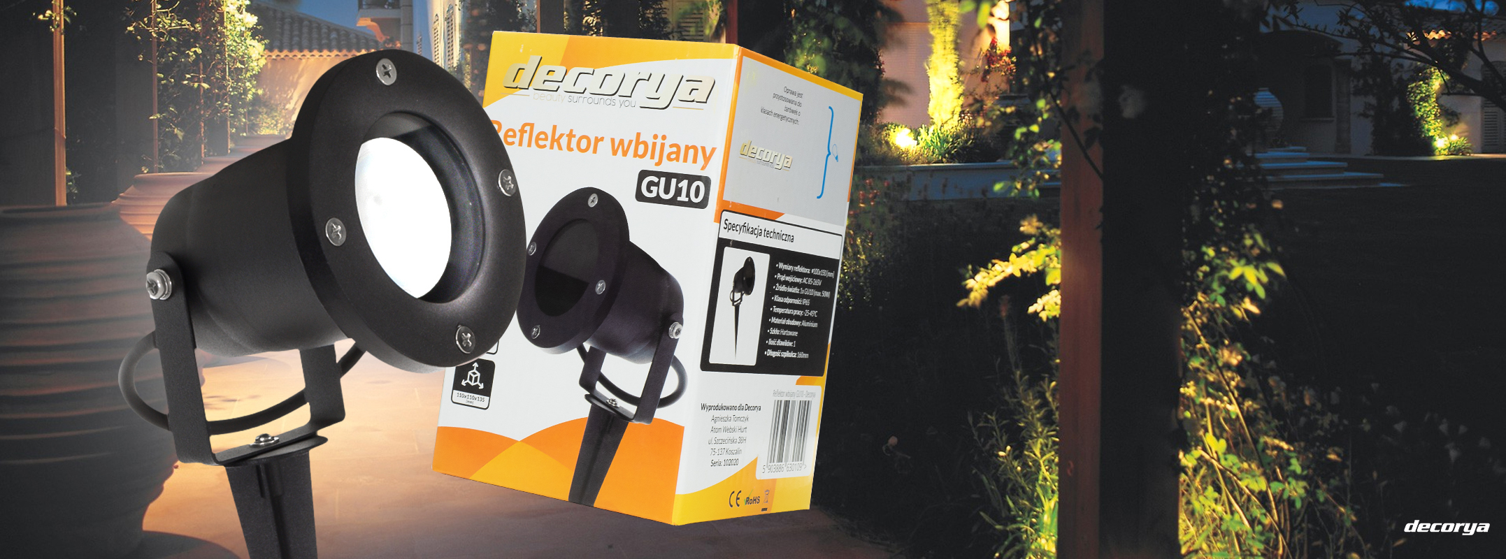 Reflektor ogrodowy wbijany RB01 na żarówkę GU10 DecRefBush01