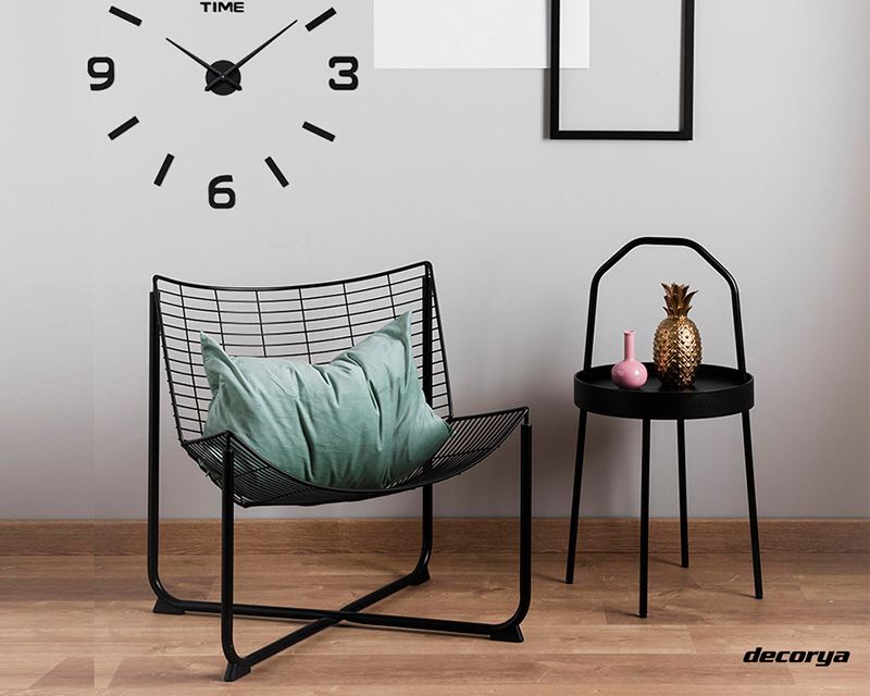 Zegar płynący naklejany na ścianę ZW01 Decorya - czarny ZGDECWALL01_BK