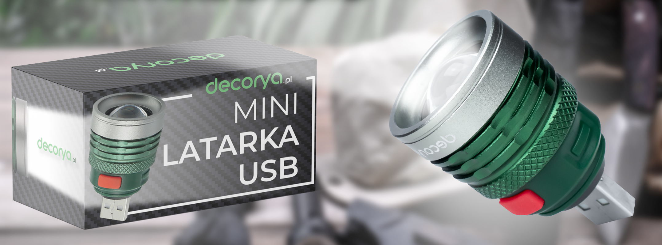 Latarka miniaturowa LED Zoom USB 1.5W
