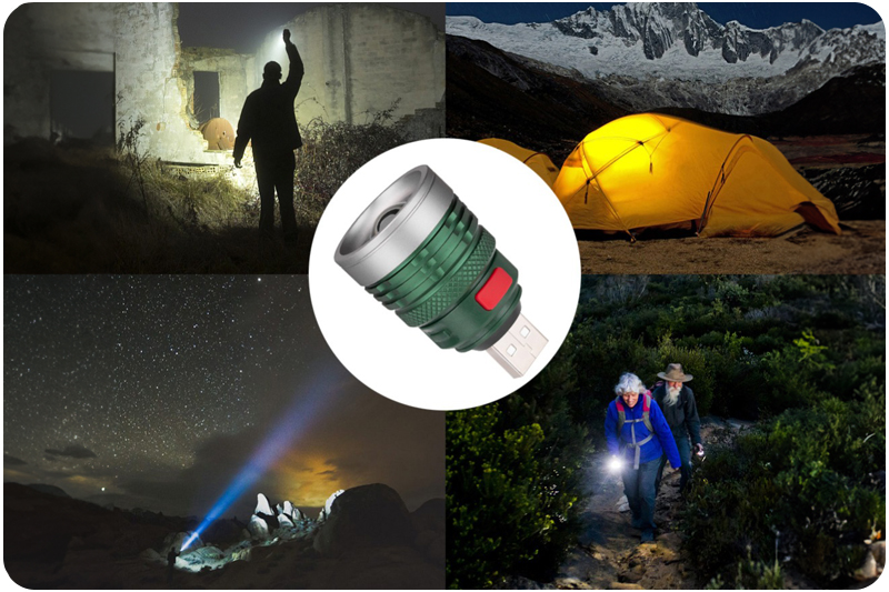 Latarka miniaturowa LED Zoom USB 1.5W