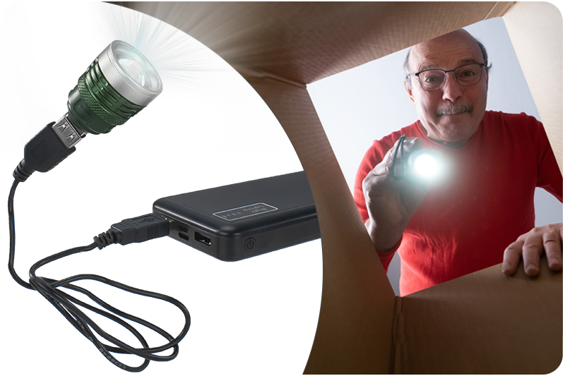 Latarka miniaturowa LED Zoom USB 1.5W