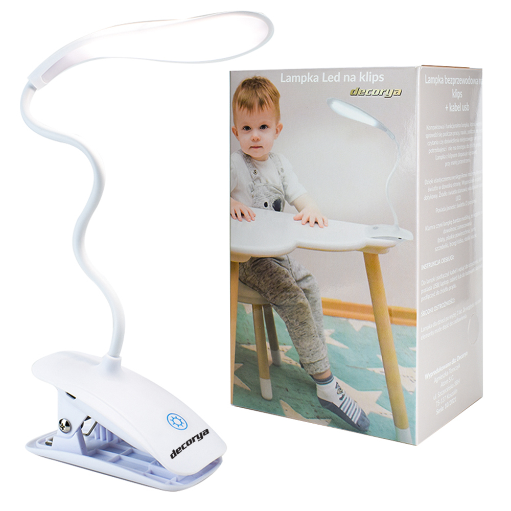 DecLamp05_LEAF_min01 Lampka biurkowa bezprzewodowa LED z klipsem DL05