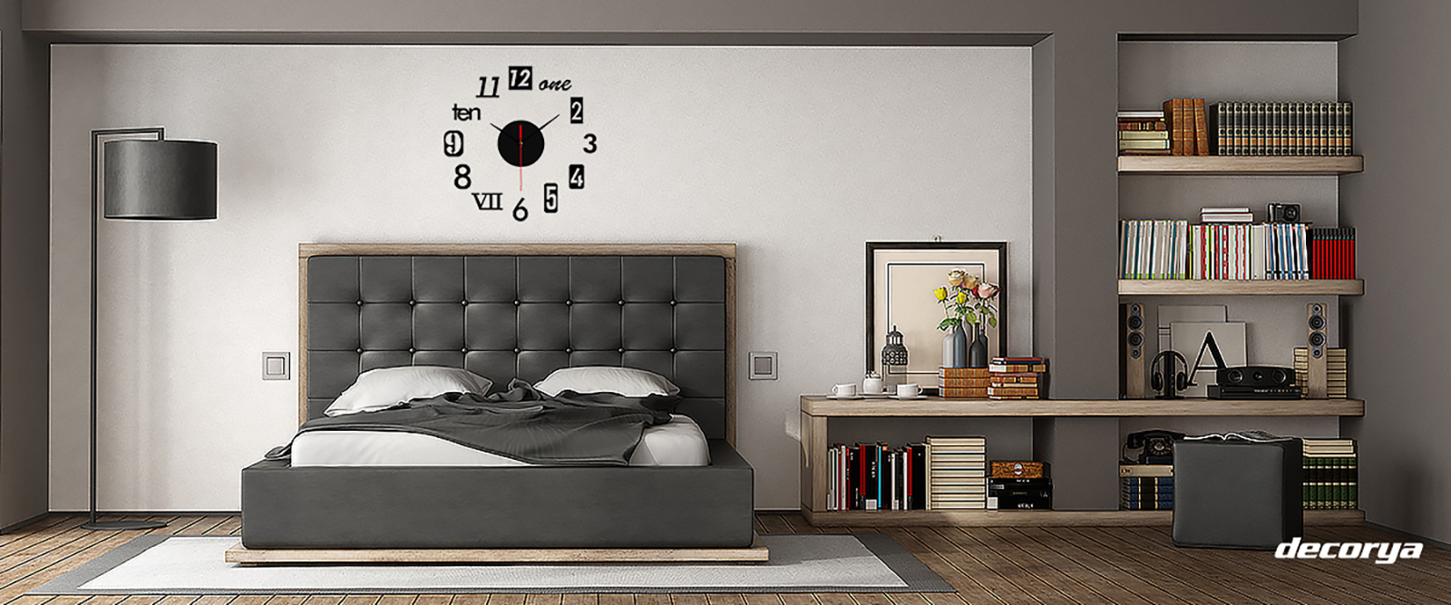 Zegar płynący naklejany na ścianę ZW02 Decorya - czarny