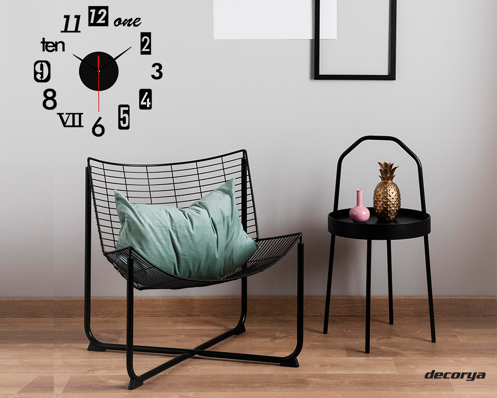 Zegar płynący naklejany na ścianę ZW02 Decorya - czarny