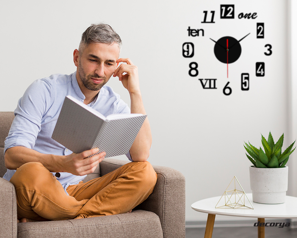 Zegar płynący naklejany na ścianę ZW02 Decorya - czarny