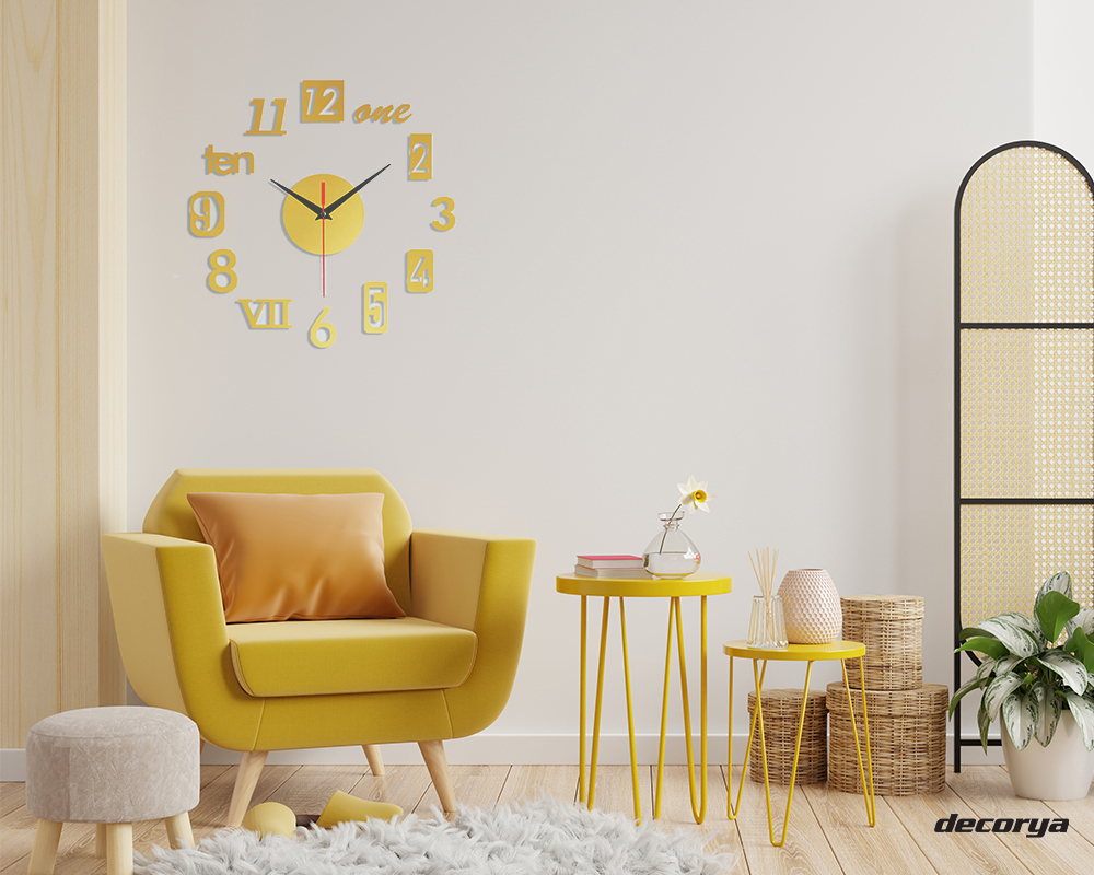 Zegar płynący naklejany na ścianę ZW02 Decorya - złoty