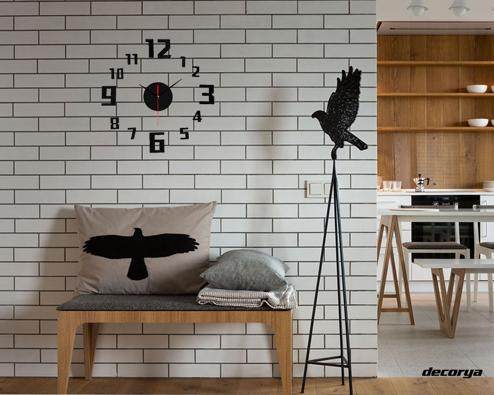 Zegar płynący naklejany na ścianę ZW03 Decorya - czarny