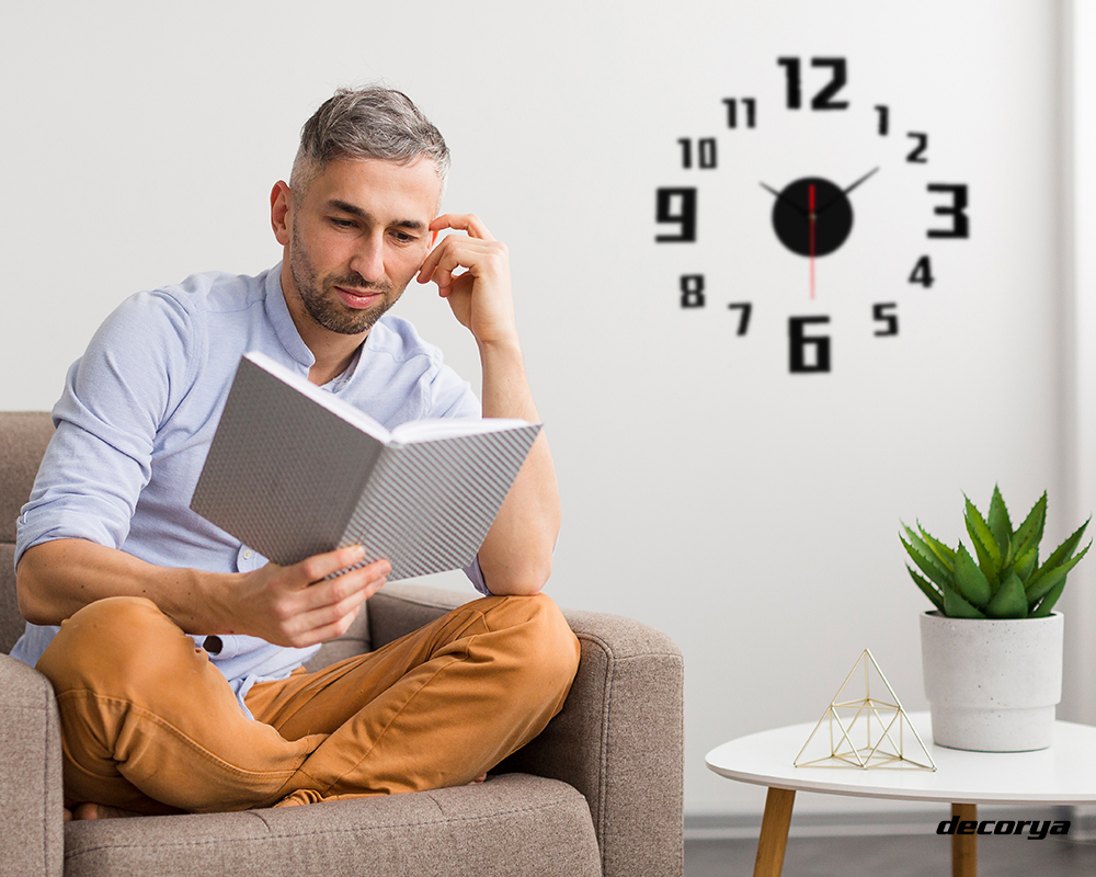 Zegar płynący naklejany na ścianę ZW03 Decorya - czarny