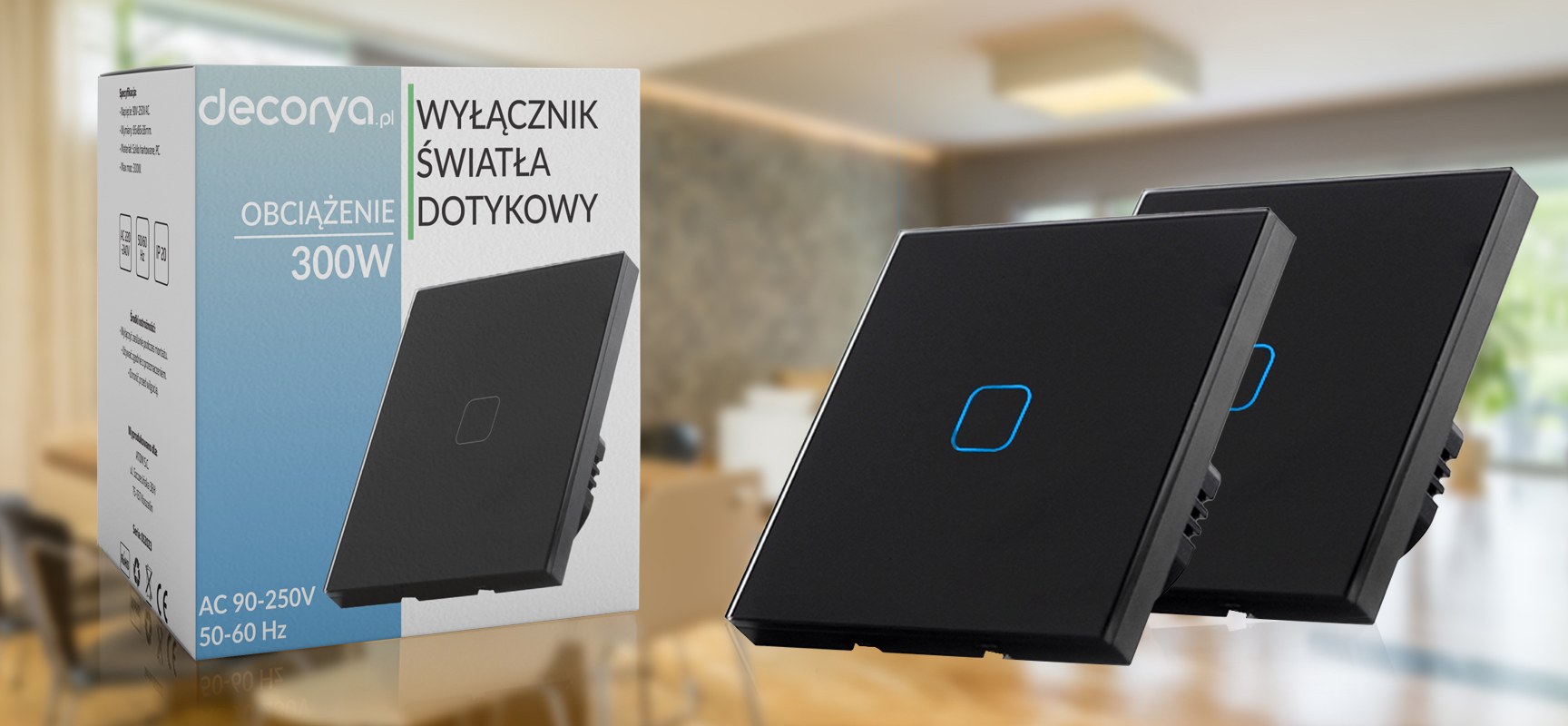 Włączniki światła dotykowe pojedyncze schodowe - czarne