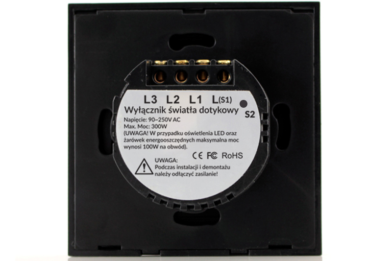 Włączniki światła dotykowe pojedyncze schodowe - czarne