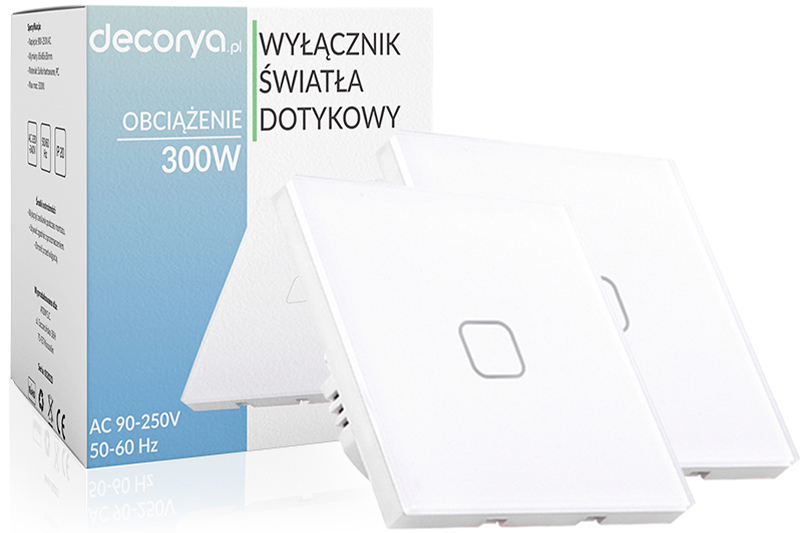 Włączniki światła dotykowe pojedyncze schodowe - białe