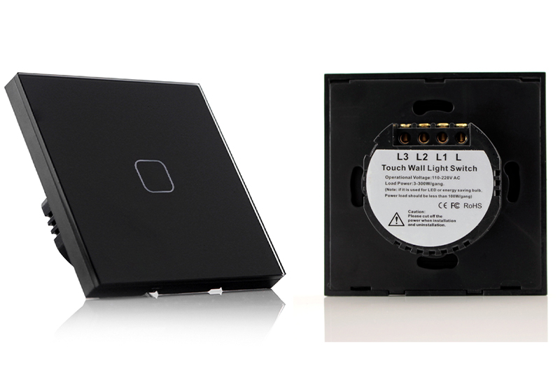 Włącznik światła dotykowy pojedynczy - czarny