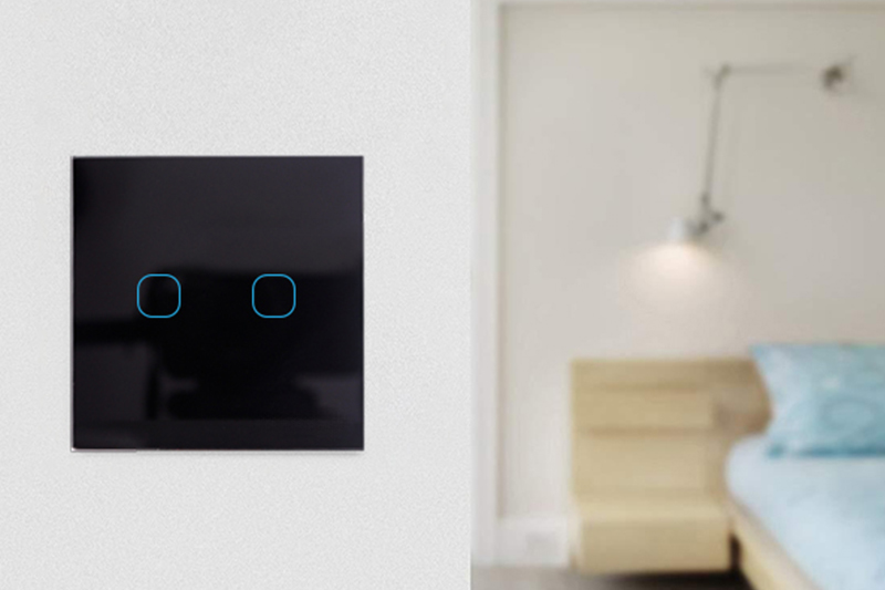 Włącznik światła dotykowy podwójny - czarny