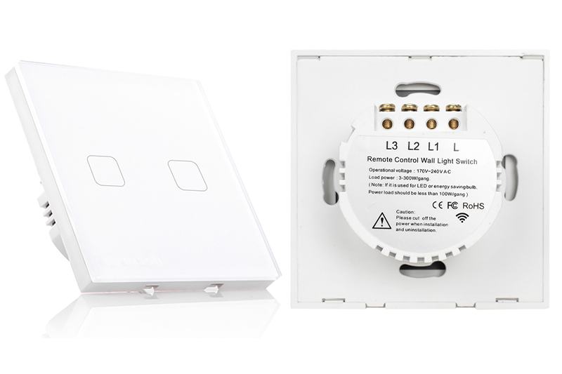 Włącznik światła dotykowy podwójny - biały