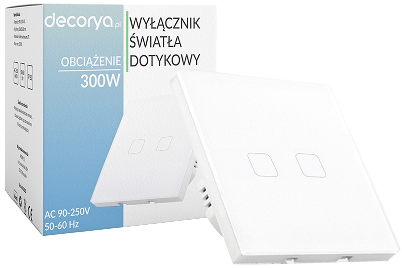 Włącznik światła dotykowy podwójny - biały