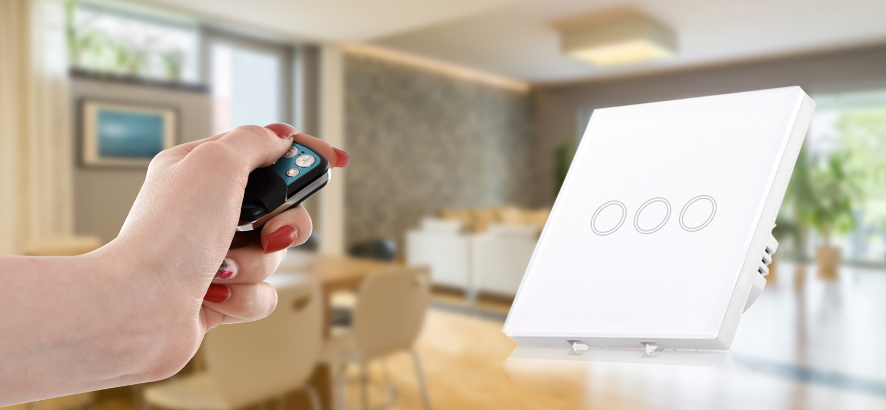 Włącznik światła dotykowy potrójny - biały