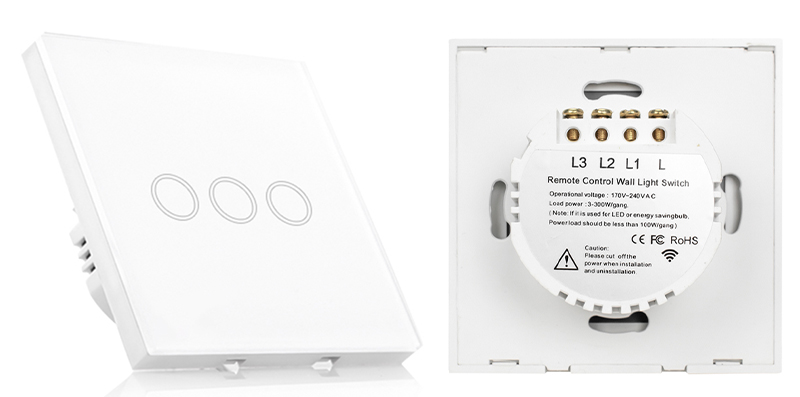 Włącznik światła dotykowy potrójny - biały