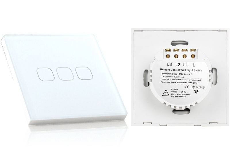 Włącznik światła dotykowy potrójny - biały