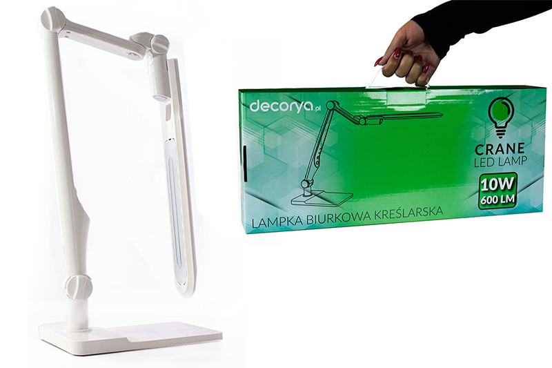 Lampka biurkowa kreślarska LED Crane 10W - biała