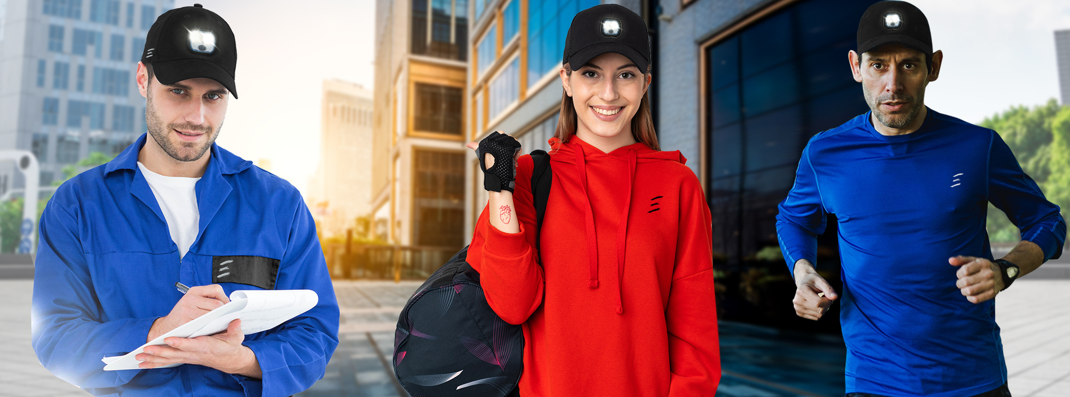 Czapka z latarką LED regulowana z daszkiem – unisex