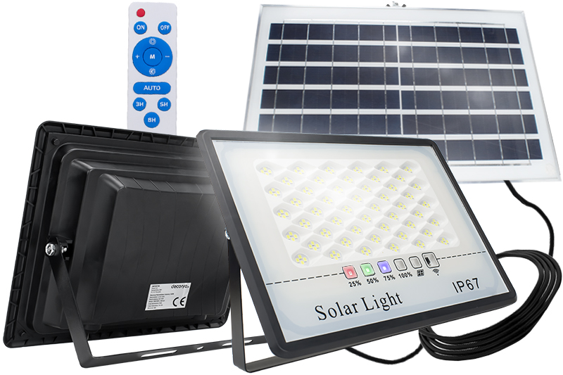 Naświetlacz solarny LED wodoodporny 60W IP67 z pilotem