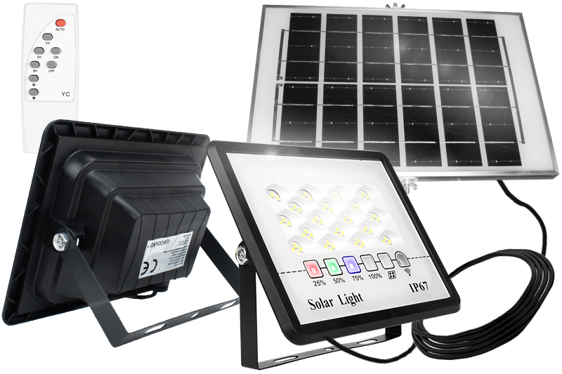 Naświetlacz solarny LED wodoodporny 30W IP67 z pilotem