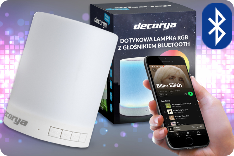 Bezprzewodowa lampka dotykowa RGB z głośnikiem Bluetooth