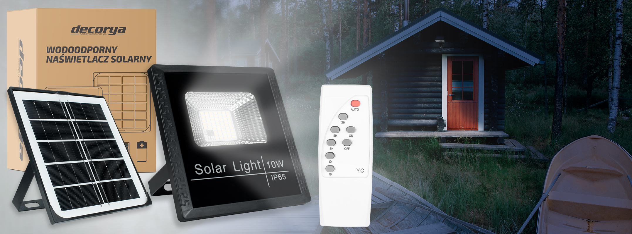 Naświetlacz solarny LED 10W IP65 z czujnikiem zmierzchu