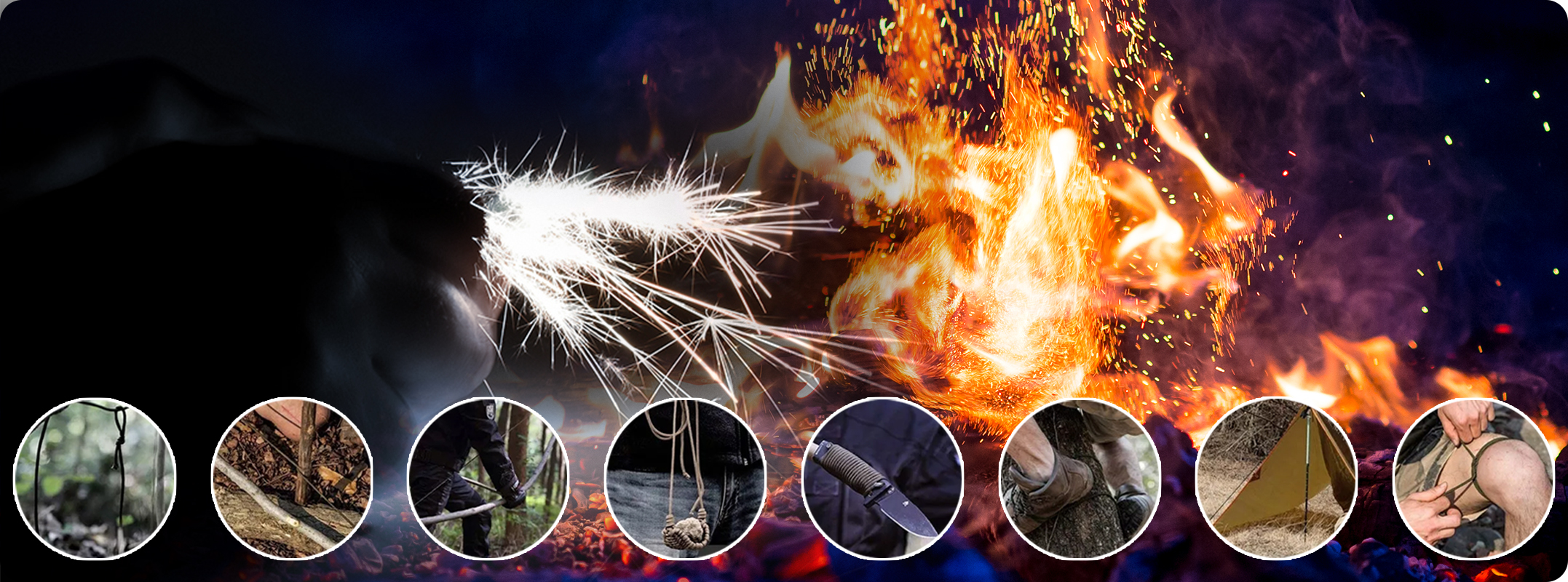 Bransoletka wojskowa 5w1 z krzesiwem, nożem, linką