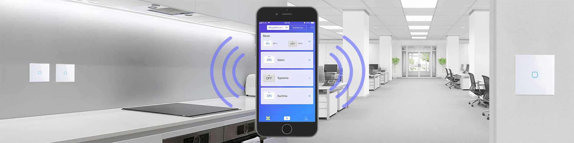 Włącznik światła dotykowy pojedynczy WiFi Tuya – biały