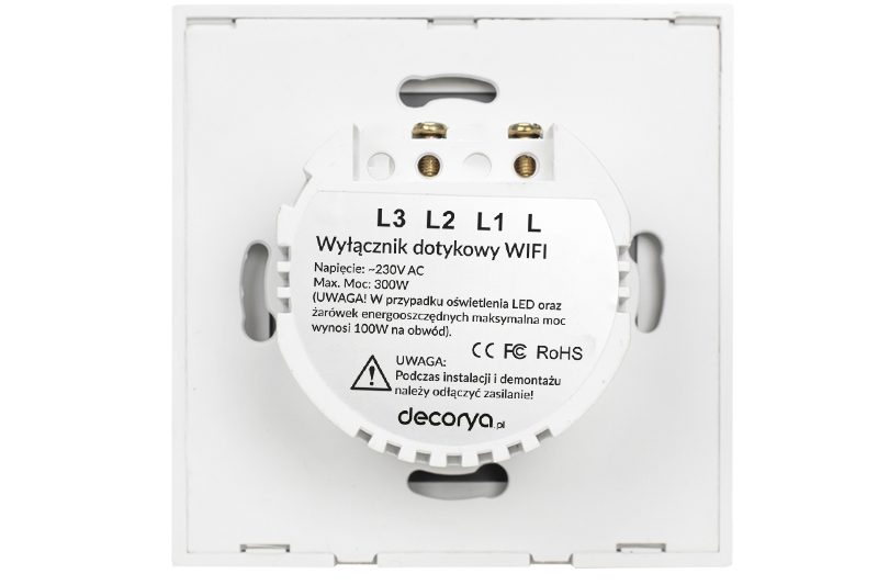 Włącznik światła dotykowy pojedynczy WiFi Tuya – biały