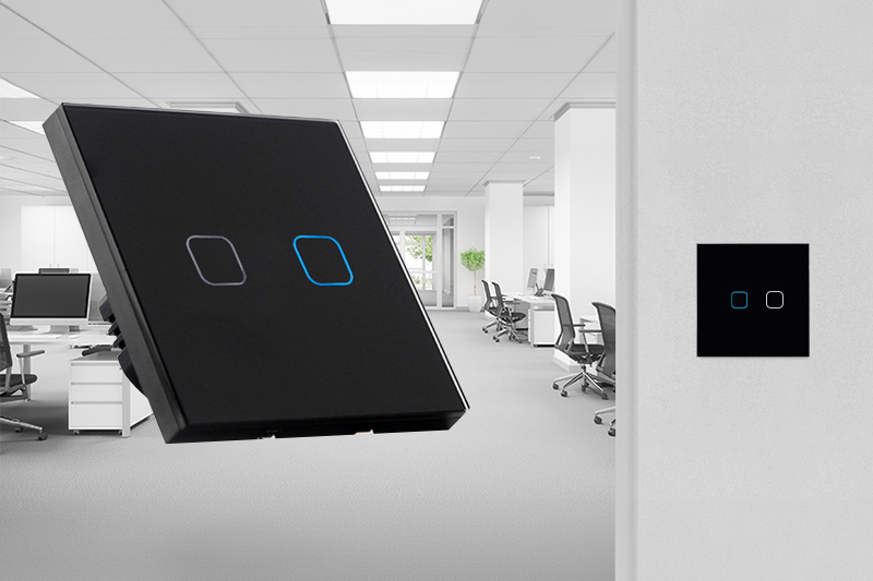 Włącznik światła dotykowy podwójny WiFi Tuya – czarny