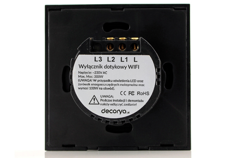 Włącznik światła dotykowy podwójny WiFi Tuya – czarny