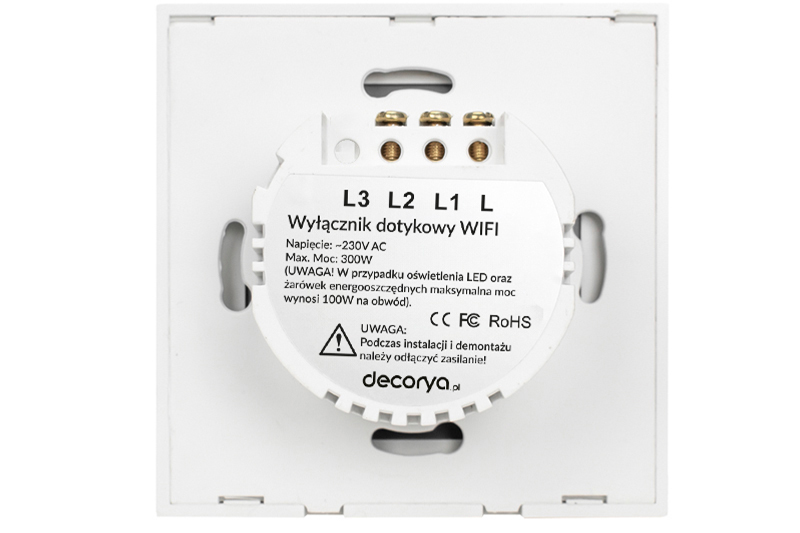 Włącznik światła dotykowy podwójny WiFi Tuya – biały