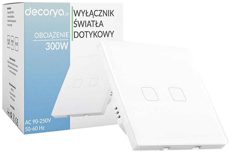 Włącznik światła dotykowy podwójny WiFi Tuya – biały