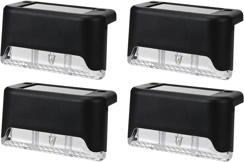 Lampka schodowa solarna z czujnikiem zmierzchu - 4szt. - czarny