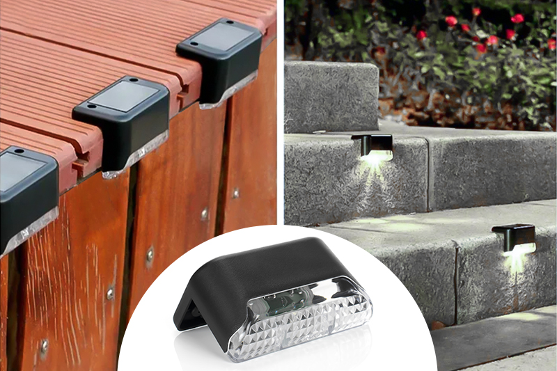 Lampka schodowa solarna z czujnikiem zmierzchu - 4szt. - czarny