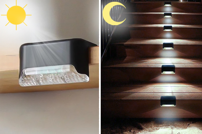 Lampka schodowa solarna z czujnikiem zmierzchu - 4szt. - czarny