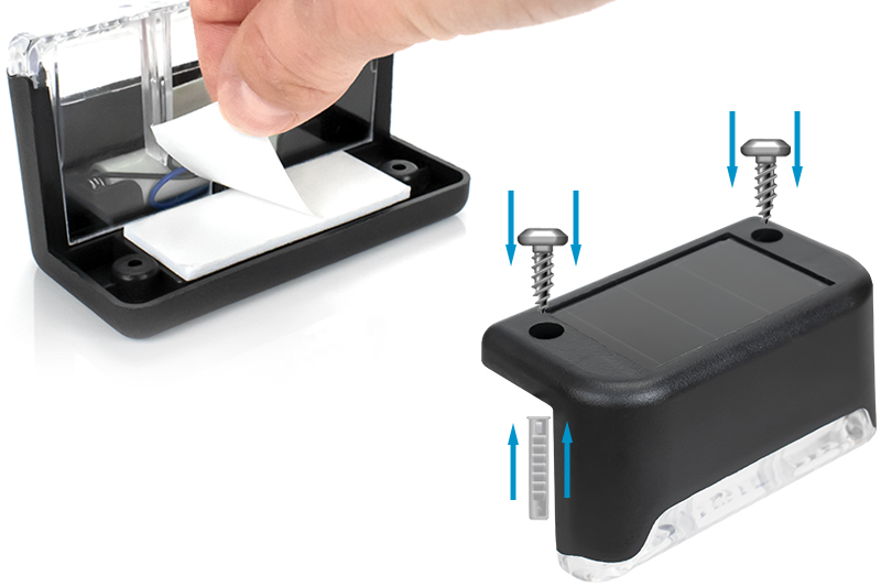 Lampka schodowa solarna z czujnikiem zmierzchu - 4szt. - czarny